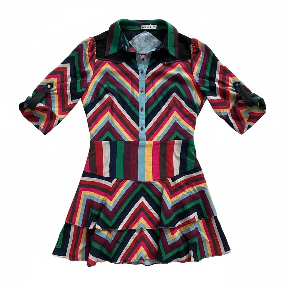Alice + Olivia Corin Multi Chevron Romper Dress Size 8 NWT CC909P29902